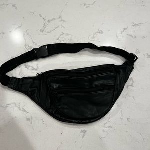 Genuine Black Leather Fanny Pack